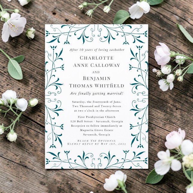 Faire-part de mariage élégant sarcelle prospère (Créateur téléchargé)