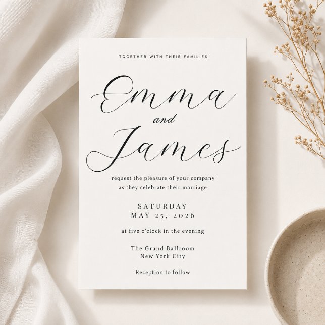 Faire-part de mariage élégant script + serif édita (Elegant script meets timeless serif for a luxurious wedding invitation.)