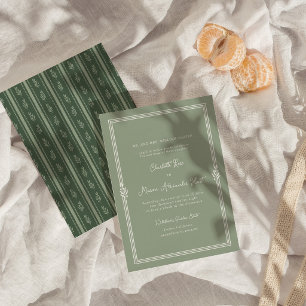 Faire-part de mariage élégant toscan vert sauge