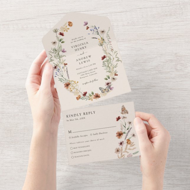 Faire-Part de Mariage Élégant Tout-en-Un (Déchirure)