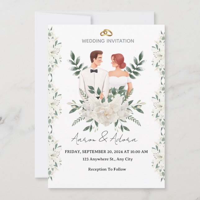 Faire-part de mariage élégant – Une touche moderne (Devant)