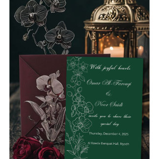 Faire-part de mariage élégant vert et floral