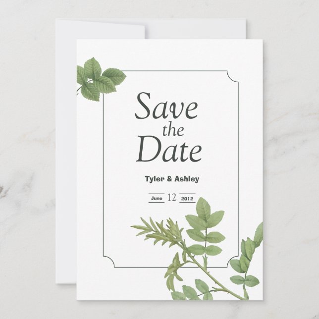 Faire-part de mariage élégant vert menthe bohème (Devant)