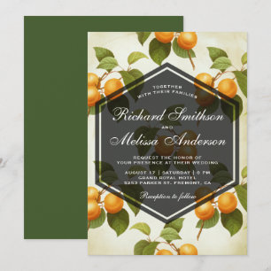 Faire-part de mariage élégant vintage avec fruit d
