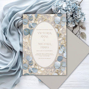 Faire-part de mariage élégant vintage Eucalyptus b