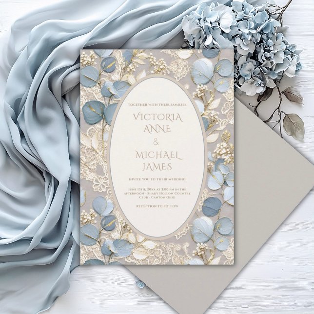 Faire-part de mariage élégant vintage Eucalyptus b (Créateur téléchargé)