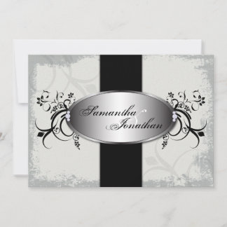 faire-part de mariage Élégant Vintage Floral noir