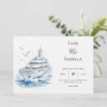 Faire-part de mariage élégant Yacht Nautique sur l