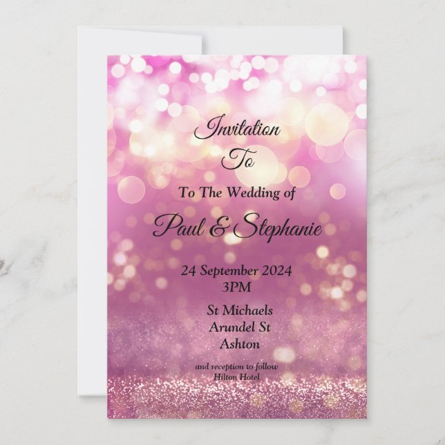 Faire-part de mariage élégante, rêve violet (Devant)