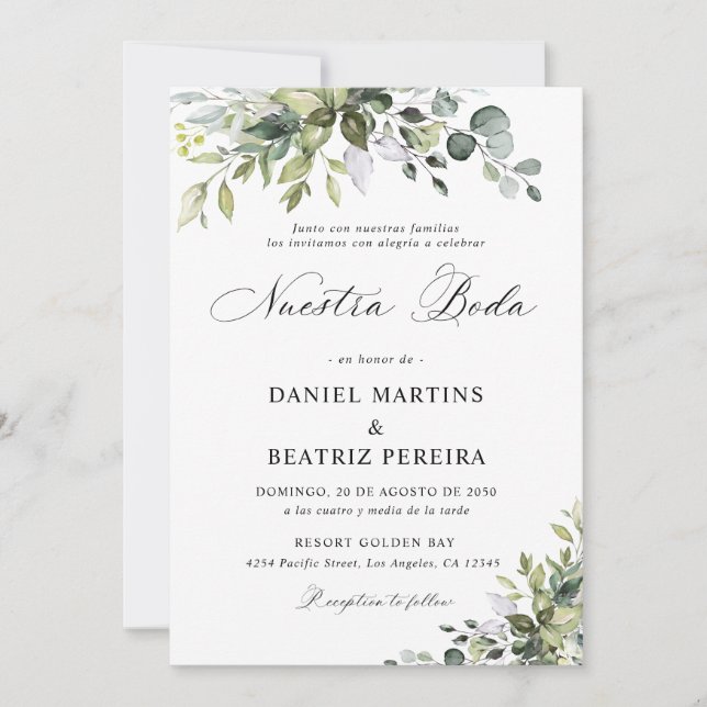 Faire-part de mariage Élégante Verdure (Devant)