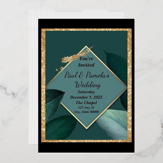 Faire-part de mariage Emerald Green, Or, Carte noi (Enveloppe)