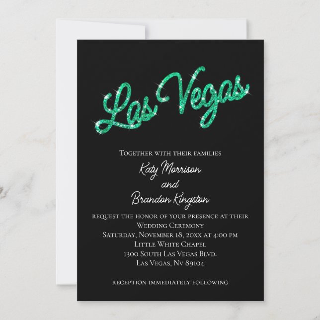 Faire-part de mariage Emerald Las Vegas Sparkles (Devant)