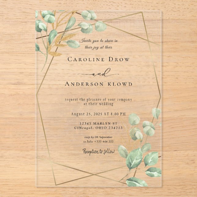 Faire-part de mariage en acrylique (Recto)