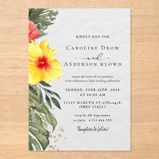 Faire-part de mariage en acrylique (Recto)