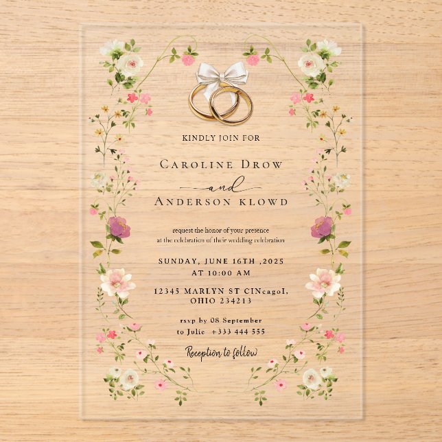 Faire-part de mariage en acrylique (Recto)