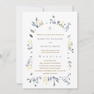 faire-part de mariage en acrylique à feuillage ble