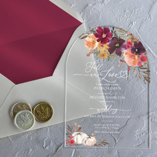 Faire-part de mariage en acrylique automne citroui