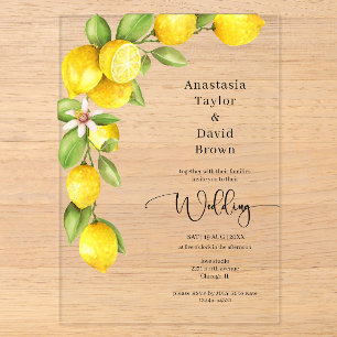 Faire-part de mariage en acrylique Citron Jaune