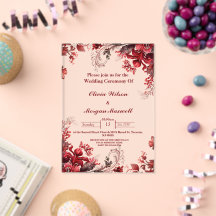 Faire-part de mariage en acrylique floral rose et