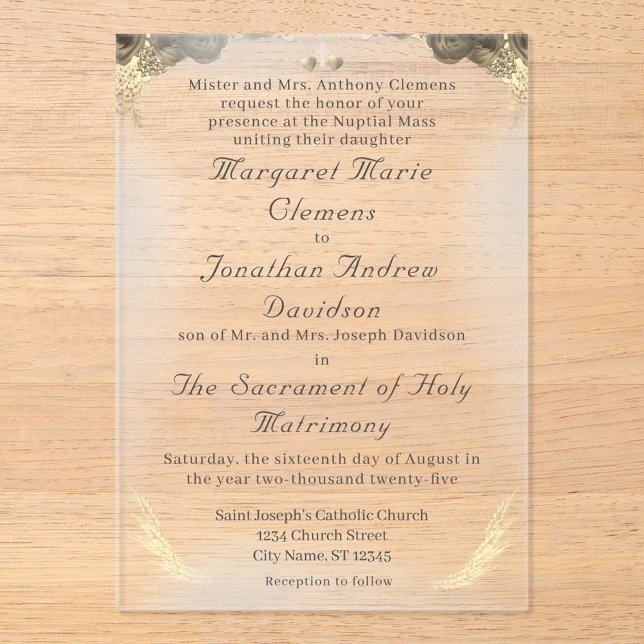 Faire-part de mariage en acrylique grâce catholiqu (Créateur téléchargé)