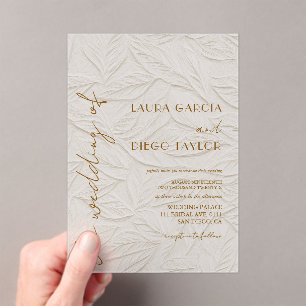Faire-part de mariage en acrylique mat feuilles d'