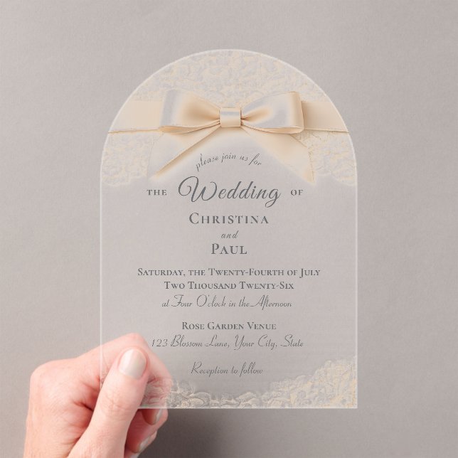 Faire-part de mariage en acrylique rose et blanc e (In situ (ordinateur de poche))