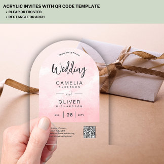 Faire-part de mariage en acrylique Rose Ombré Gris