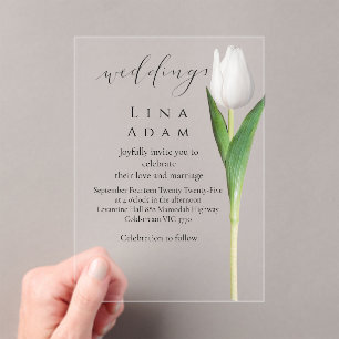 Faire-part de mariage en acrylique tulipe clair