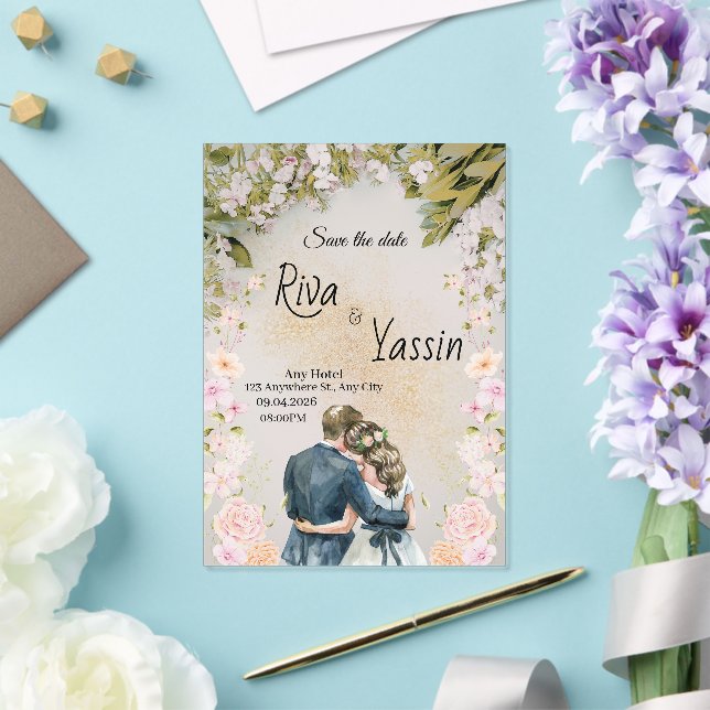Faire-Part de Mariage en Acrylique Watercolor Bloo (Insitu (Mariage))