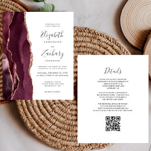 Faire-part de mariage en agate or rose Bourgogne p