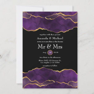 Faire-part de mariage en Agate Violet et Or