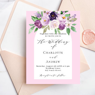 Faire-part de mariage en arc rose pourpre