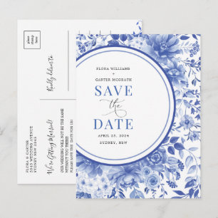 Faire-part de mariage en bleu botanique de style c