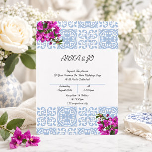 faire-part de mariage en bleu romantique italienne