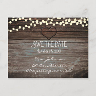 Faire-part de mariage en bois à coeur rustique, en