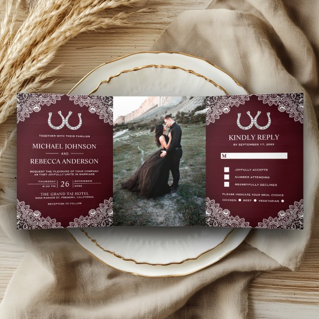 Faire-part de mariage en bois de Bourgogne avec de (Créateur téléchargé)