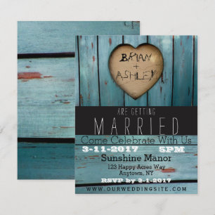 Faire-part de mariage en bois de coeur de grange