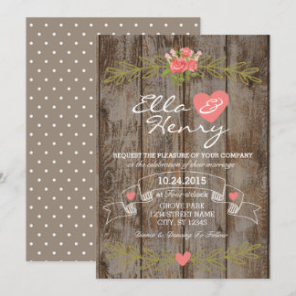 Faire-part de mariage en bois de grange rustique