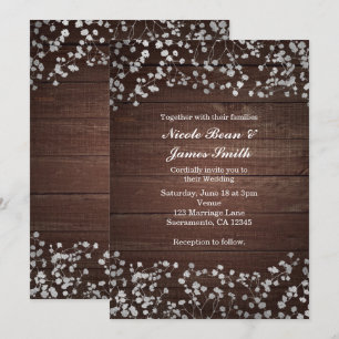 Faire-part de mariage en bois et Baby's Breath arg
