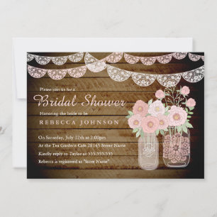 Faire-part de mariage en bois et pot Mason en dent