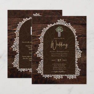 Faire-Part de Mariage en Bois Gypsophile Dentelle