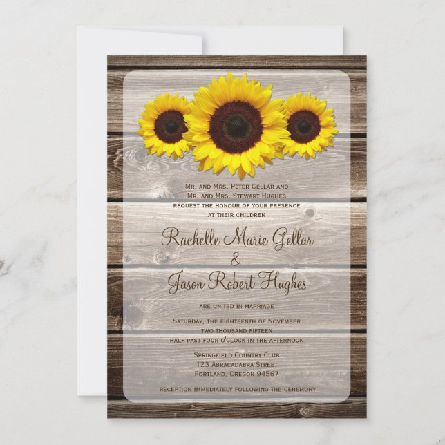 Faire-part de mariage en bois rustique 1,0 de (Devant)