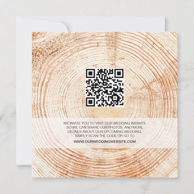 Faire-part de mariage en bois rustique avec site w (Dos)