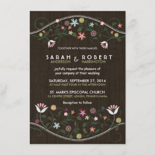 Faire-part de mariage en bois rustique de couronne