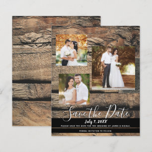 Faire-part de mariage en bois rustique de grange