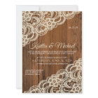 Faire-part de mariage en bois rustique et dentelle