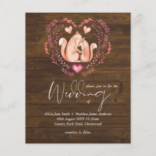 Faire-part de mariage en bois rustique RENARD