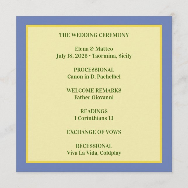 Faire-part de mariage en carrelage sicilien et cit (Devant)
