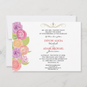 Faire-part de mariage en cascade des fleurs Abstra