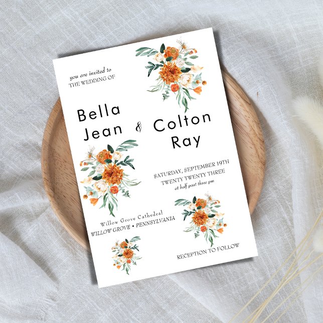 Faire-part de mariage en cascade romantique blanch (Créateur téléchargé)